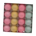 thumbnail image 2 of Juego de 16 bolas de Navidad con adornos, bolas de árbol flocadas de 6 cm, colgantes DIY para... Rosa Amarillo Azul, 2 of 9