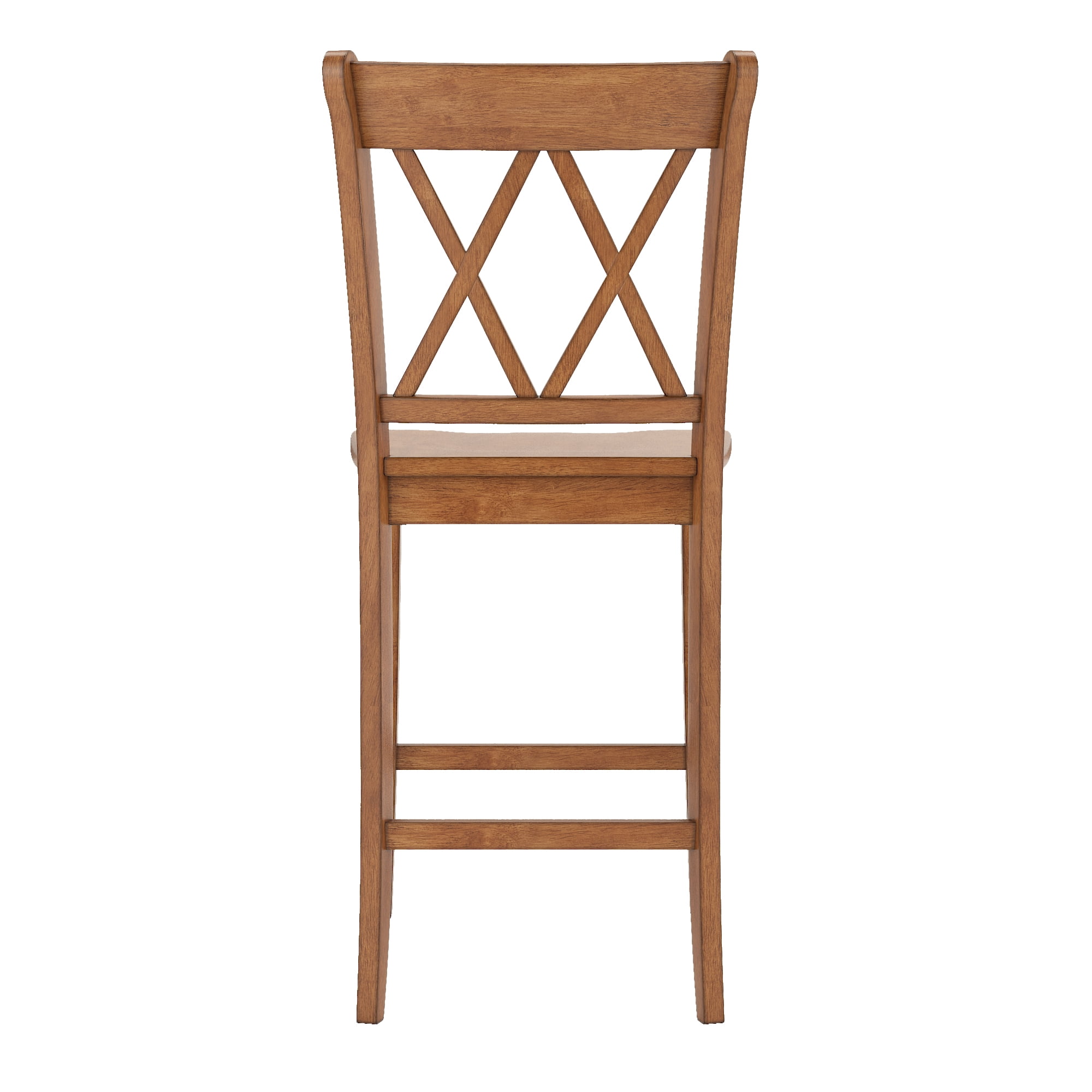 Weston Home Farmhouse Vintage Double X Solid Wood Counter Height Chair, Set of 2, Oak