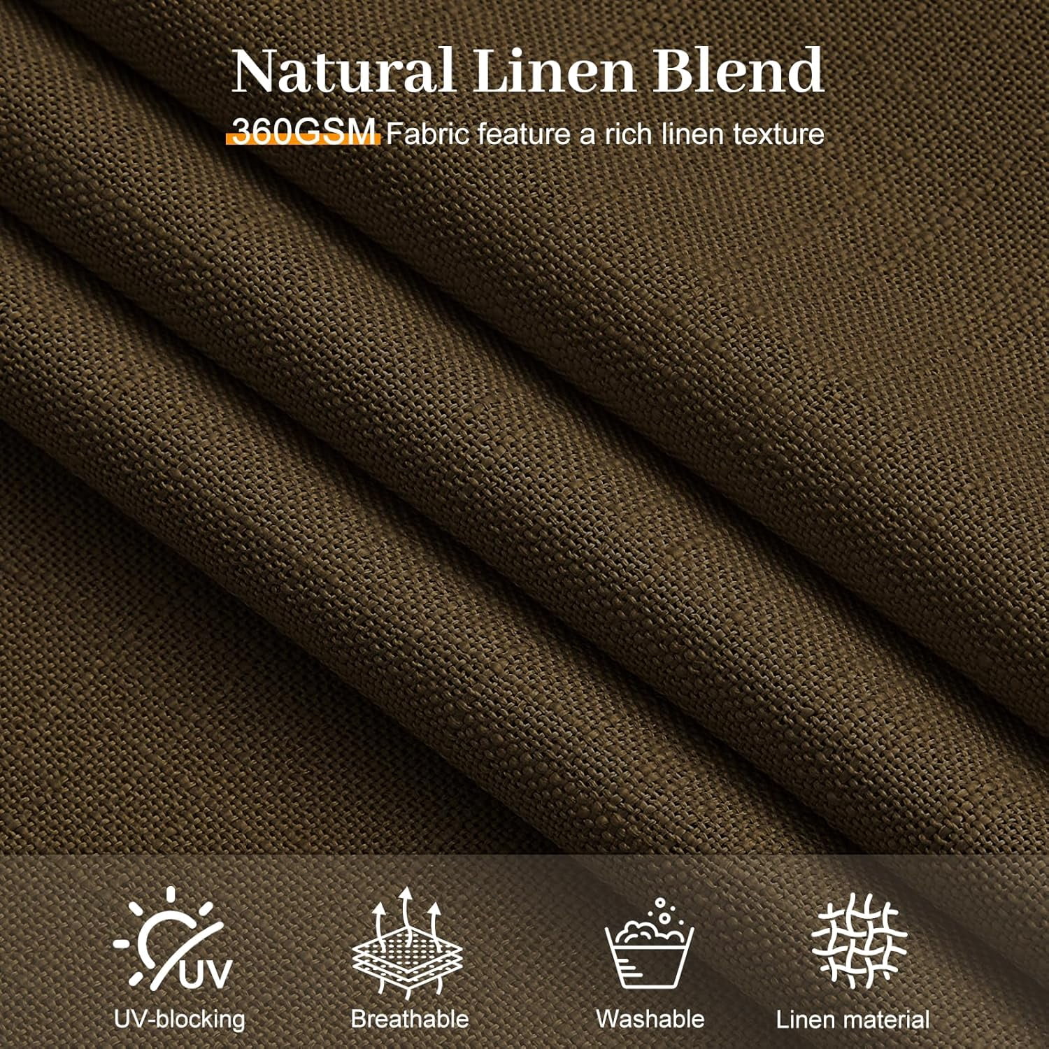 Nalqet Pinch Pleated Linen Curtains 84 inch Length 2 Panels Set, Light Filtering Linen Blend Sheer Drapes Memory Trained Pleated Curtain Back Tab with Hooks Rings for Living Room Bedroom, Chocolate