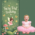 thumbnail image 6 of Pastel Pink Fairy First Birthday Banner Green Woodland Background Mushroom Butterfly Design Birthday Display for Baby Girl First Birthday Party Indoor Outdoor Photo Shoot, 6 of 8