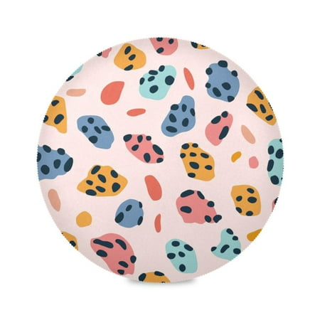 

15.4inch Round Placemats DIY Printing Design Suitable for Kitchen Table Party Decoration Colorful Leopard Spots