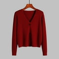 thumbnail image 3 of Hontri Women's Cardigan, Women's Autumn and Winter Long Sleeve V Neck Soft Knit Solid Color Cardigan Red One Size under $10, 3 of 8