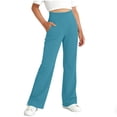 thumbnail image 2 of Girls' Flared Yoga Pants High Waisted Athletic Leggings with Side Pockets Stretchy Workout Dance Pants Bootcut Trousers for Active Wear Gym Running Casual, 2 of 6