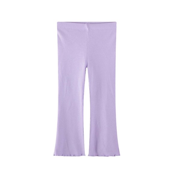 Avtoify Girls Pants Children's Solid Color Elastic Waist Slim Sports Long Leggings Flared Pants Kids