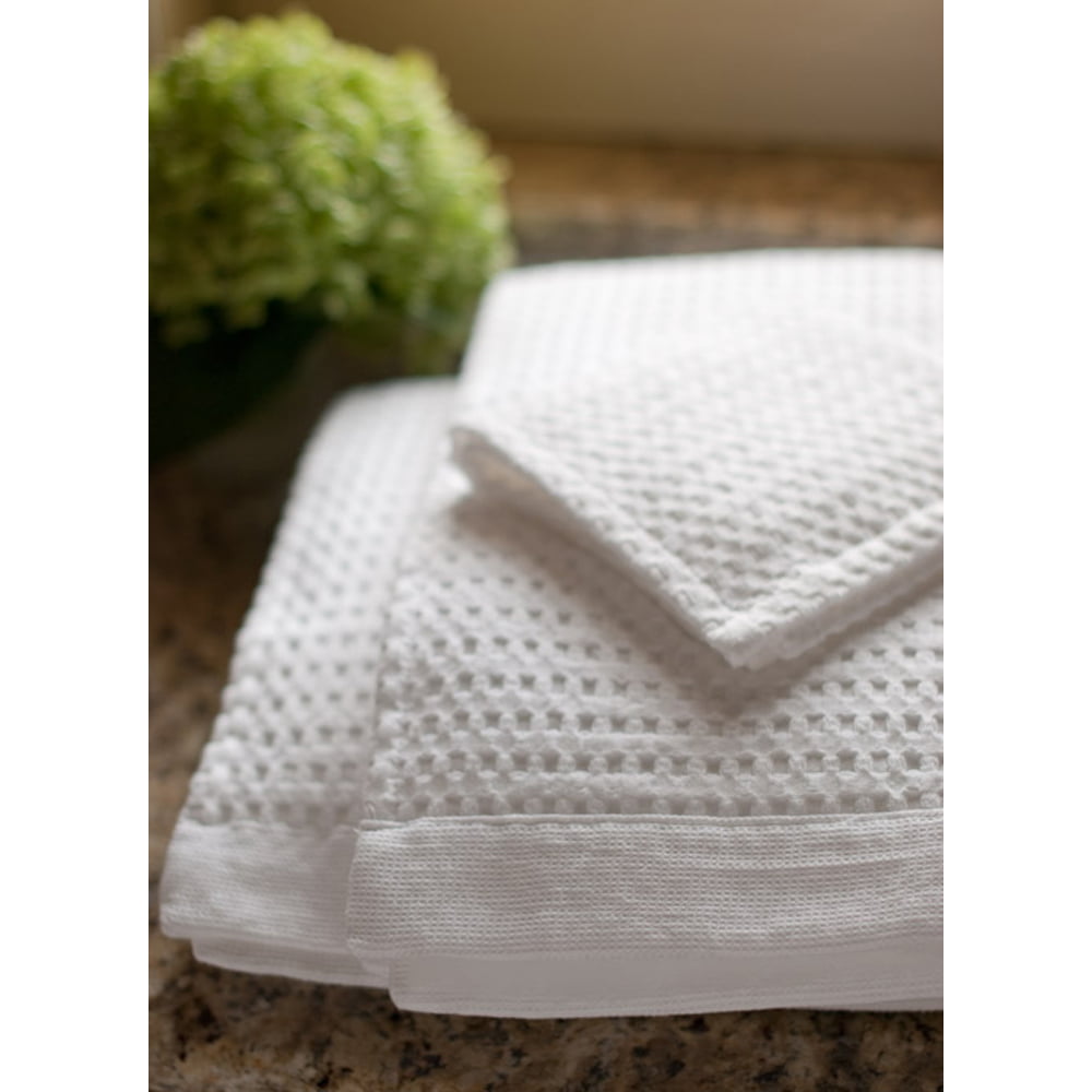 Waffle Weave Bath Towel 100% Natural Soft Thin Cotton Large Ultra Absorbent  Quick Dry Lint Free Cloth Fade Resistant (White) 