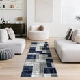 thumbnail image 2 of L'Baiet Verena Geometric Area Rug Blue Grey 2' x 6' Runner Throw Rugs Carpet for Living Room, Bedroom, Dining Table, Office, Hallway, Foyer | Neutral Colorful Modern Abstract Home Decor, 2 of 7
