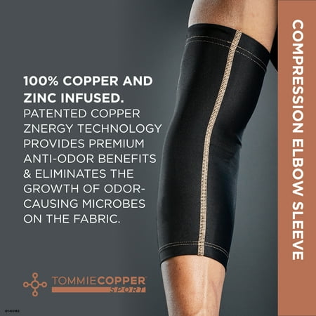 Tommie Copper Sport Compression Elbow Sleeve, Black, Large/Extra-Large, 1 Count per Pack