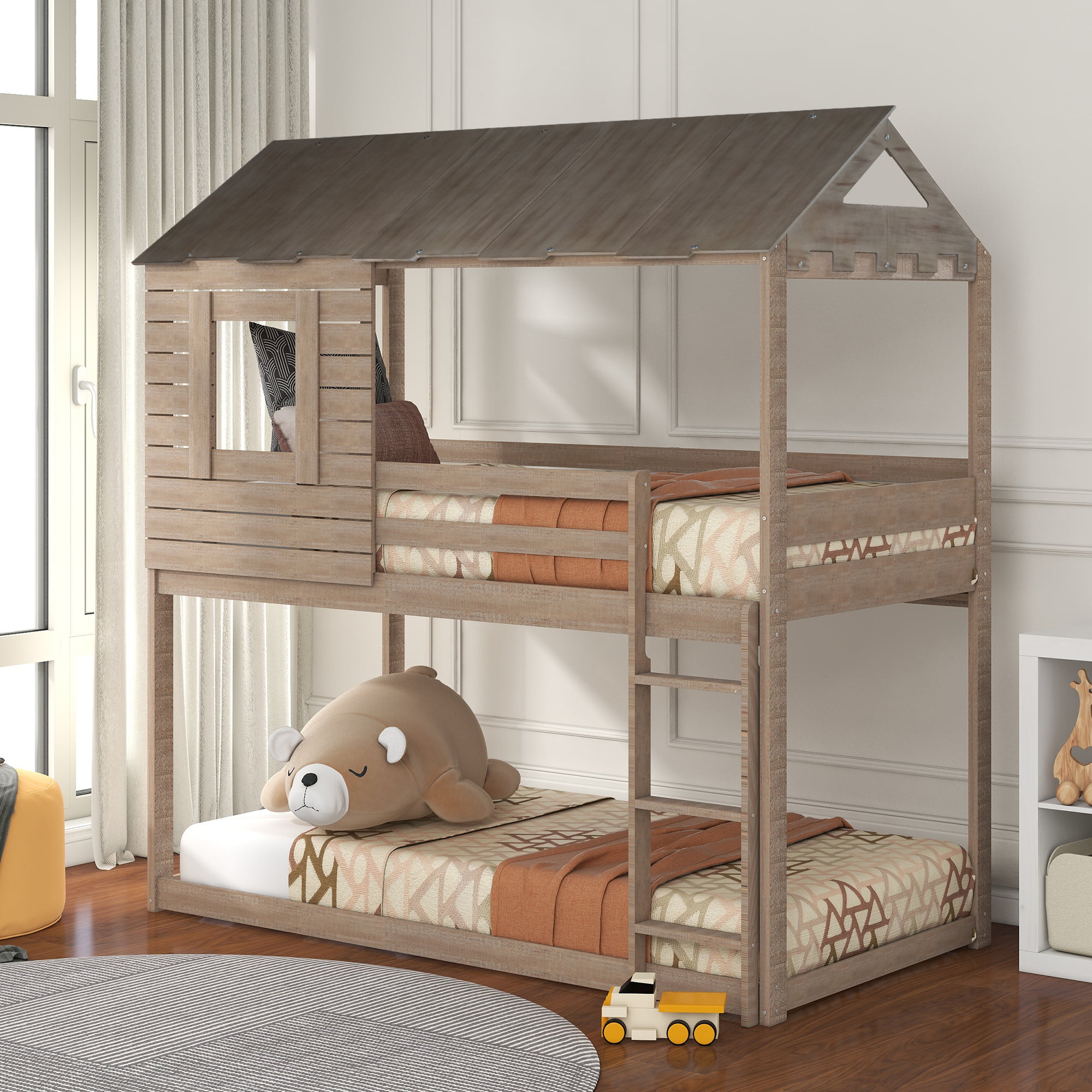 Twin Bunk Bed Frame For Bedroom, How To Make A Twin Size Bunk Bed