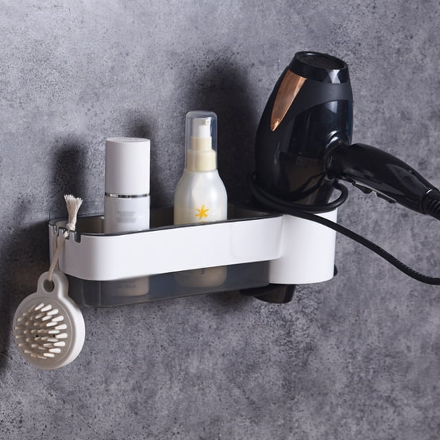 TIMIFIS Storage Rack Hair Dryer Wall Mount, Towel Toothbrush Toothpaste Perfume Comb Blow Dryer Organizer Storage Hanging Shelf Rack Stand, Bathroom Organizer Toothbrush Holders