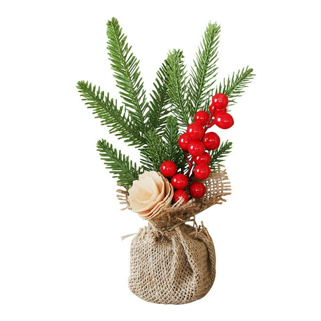 Opperiaya Christmas Tree Potted Plants with Stable Wooden Base Decoration
