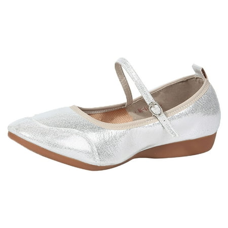 QYZEU Women s Summer Shoes Wedges for Women Formal Women Shoes Fashionable New Pattern Simple Solid Color Dance Shoes Low Heel Soft Sole Comfortable Shoe Silver 38