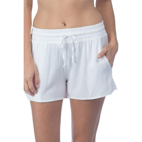 Green Dragon Women's Standard Drawstring Beach Short, White, Extra Small