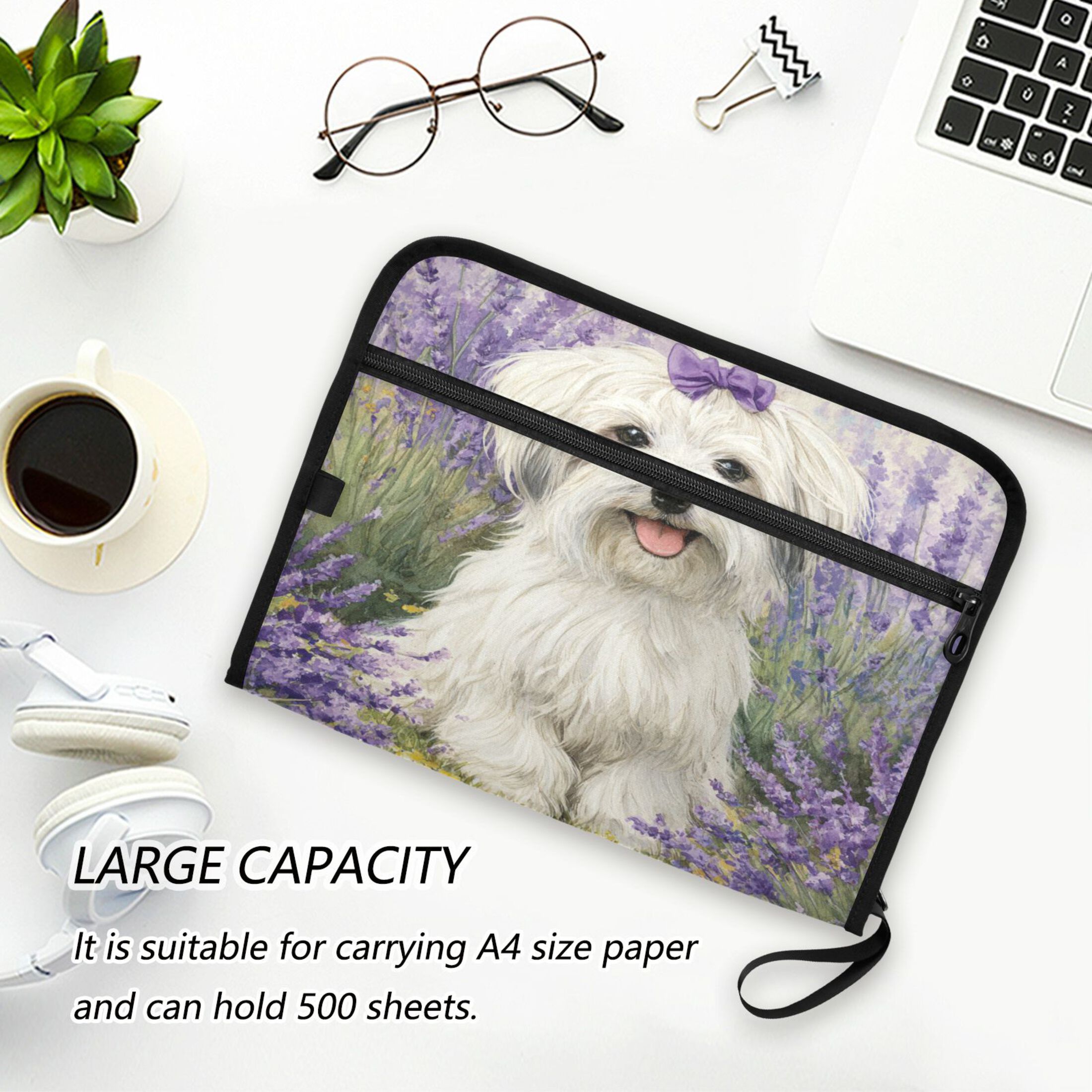 WOBOGO Happy Havanese Dog Expanding File Folder Letter Size Accordion Filing Organizer 13 Pocket Separate Organ Pocket