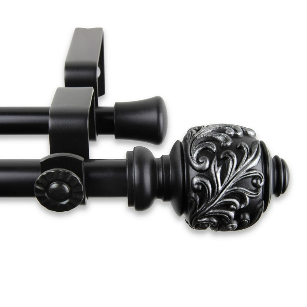 51.25" Black Round Contemporary Double Curtain Rod
