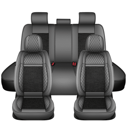 Car Seat Cover Fit for Nissan Sentra 2008-2025 2026 Ice Silk Leather Seat Protector Breathable Cooling Premuim Interior Accessories Gray Full Sets(2 Row 5 Seat)