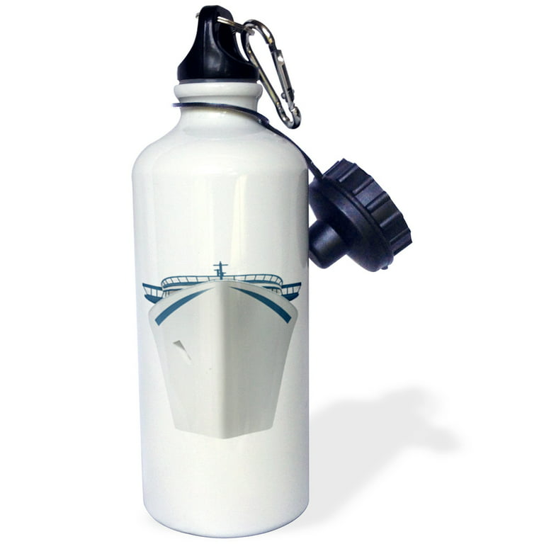 3dRose Blue and White Cruise Ship - Water Bottle, 21-ounce