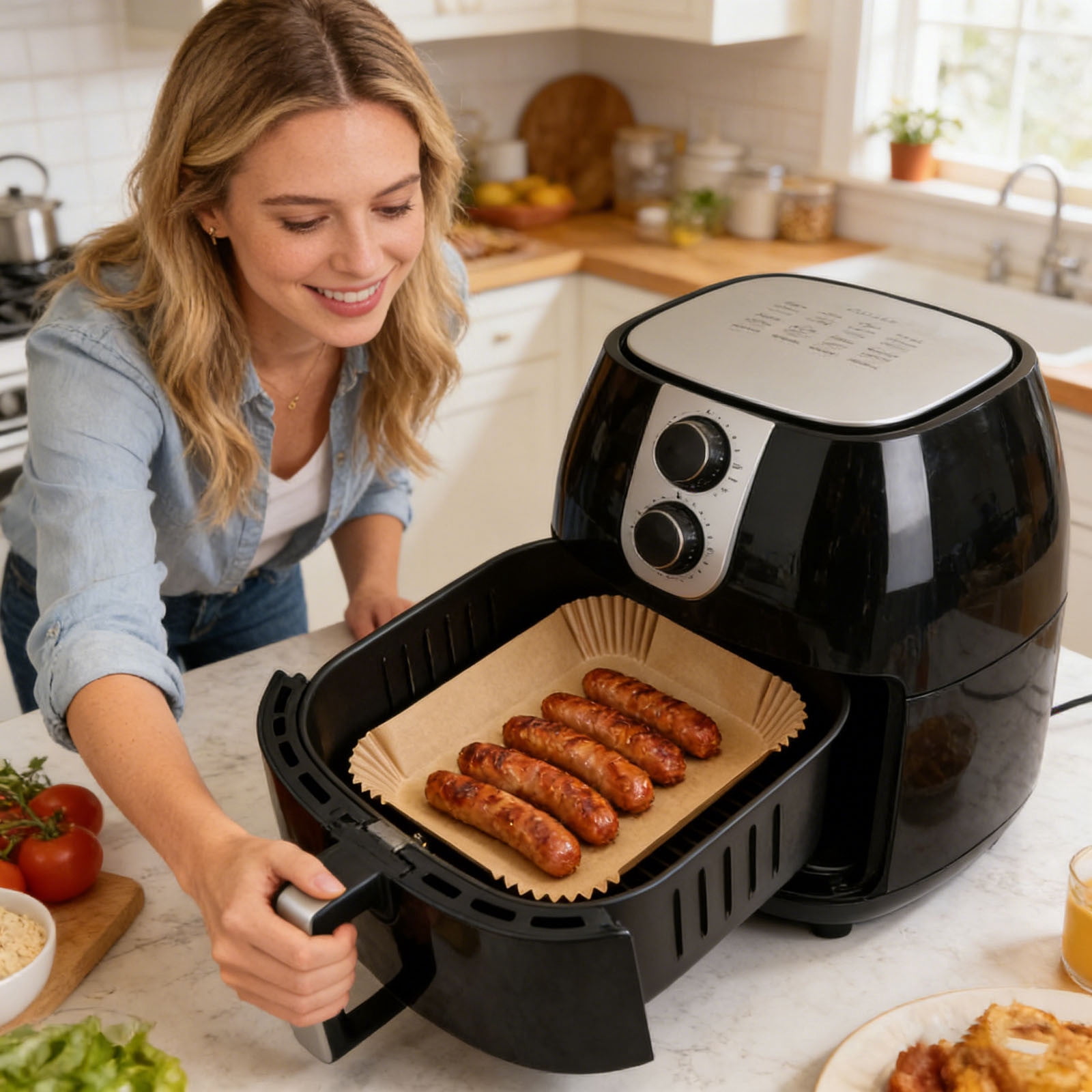 Ailezt Air Fryer Parchment Paper Sheets Non Stick Cooking Liners For Meals And Easy