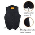 thumbnail image 2 of Dream Apparel Men’s Black Denim Motorcycle Vest with 9 Pockets & Side Laces, 2 of 5