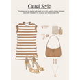 thumbnail image 3 of Eytino WomensDress Summer Casual Striped Tshirt Dress Cap Sleeve Dress with Pockets Brown S-2XL, 3 of 9