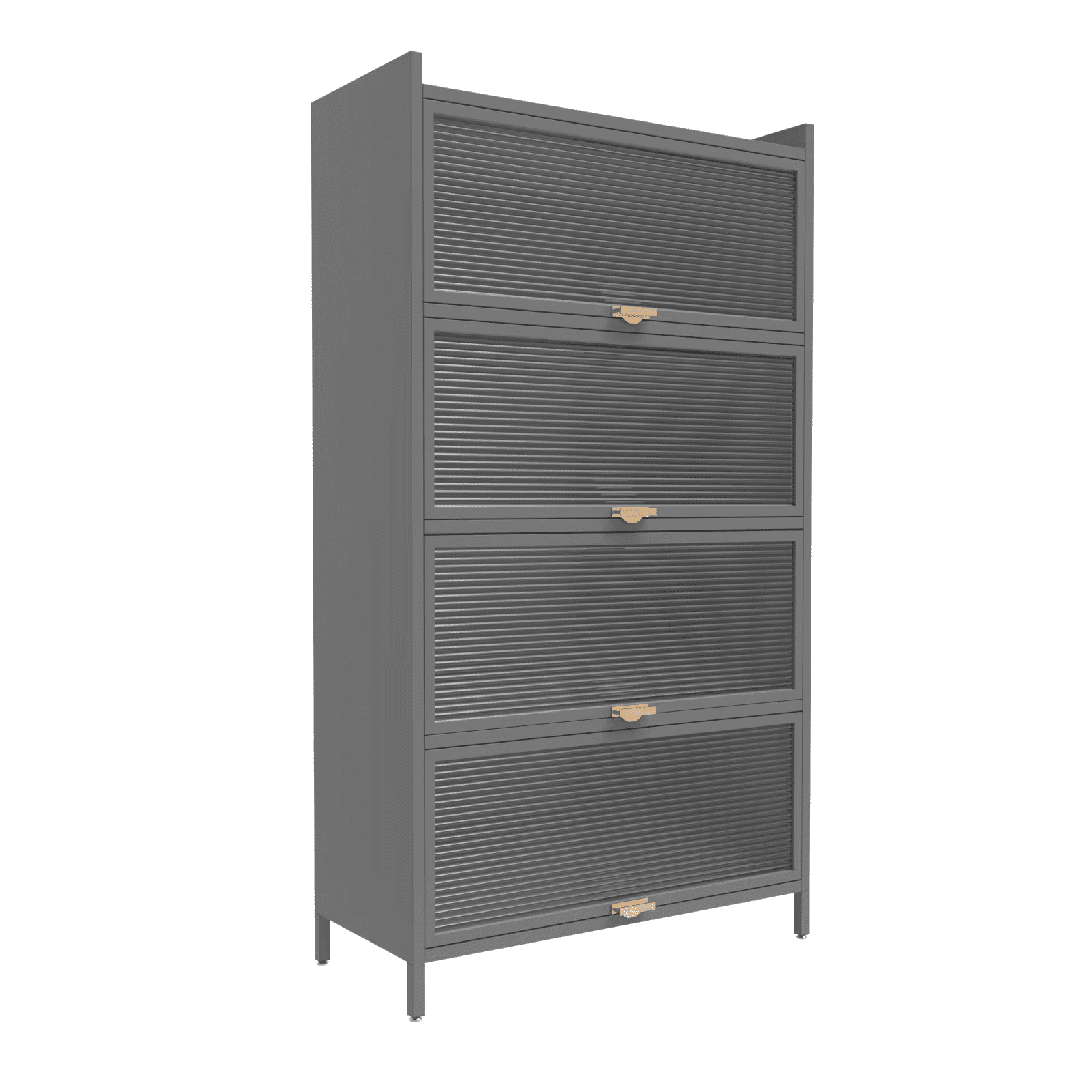 Aukfa 5 Tier Metal Pantry Storage Cabinet, Kitchen Bakers Rack with Flip-up Doors, Gray