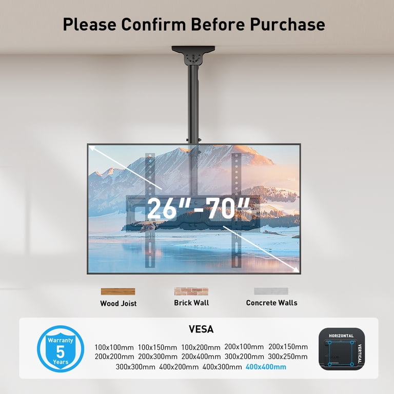 MountFTV Ceiling TV Mount for 26-70 Inch TVs photo 3