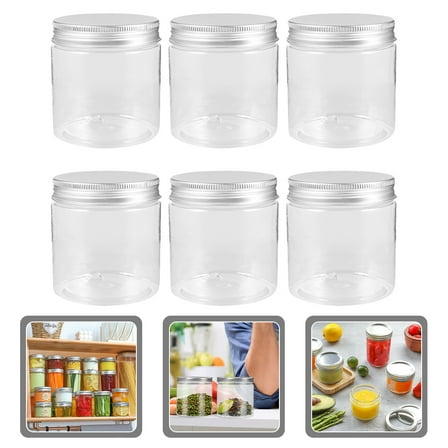 Mini Plastic Jars (6-Pack, 250ml) – Small Household Storage Containers with Lids, Portable Jars for Spices, Crafts & DIY