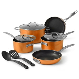 Gotham Steel Stackmaster 10-Piece Ceramic Cookware Set, Copper