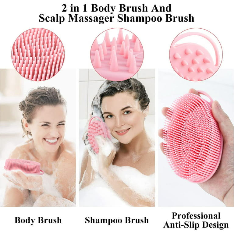 2 in 1 Silicone Body Scrubber, Shower Scrubber for Body, Soft