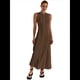 thumbnail image 3 of Vestido Camisero Sin Mangas para Mujer, de Verano, de Punto Acanalado en Contraste, Maxivestidos. Color Café S, 3 of 9