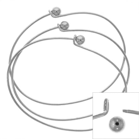Silver Plated Wire Beading Bracelet With Ball - Add A Bead (3 Bracelets)
