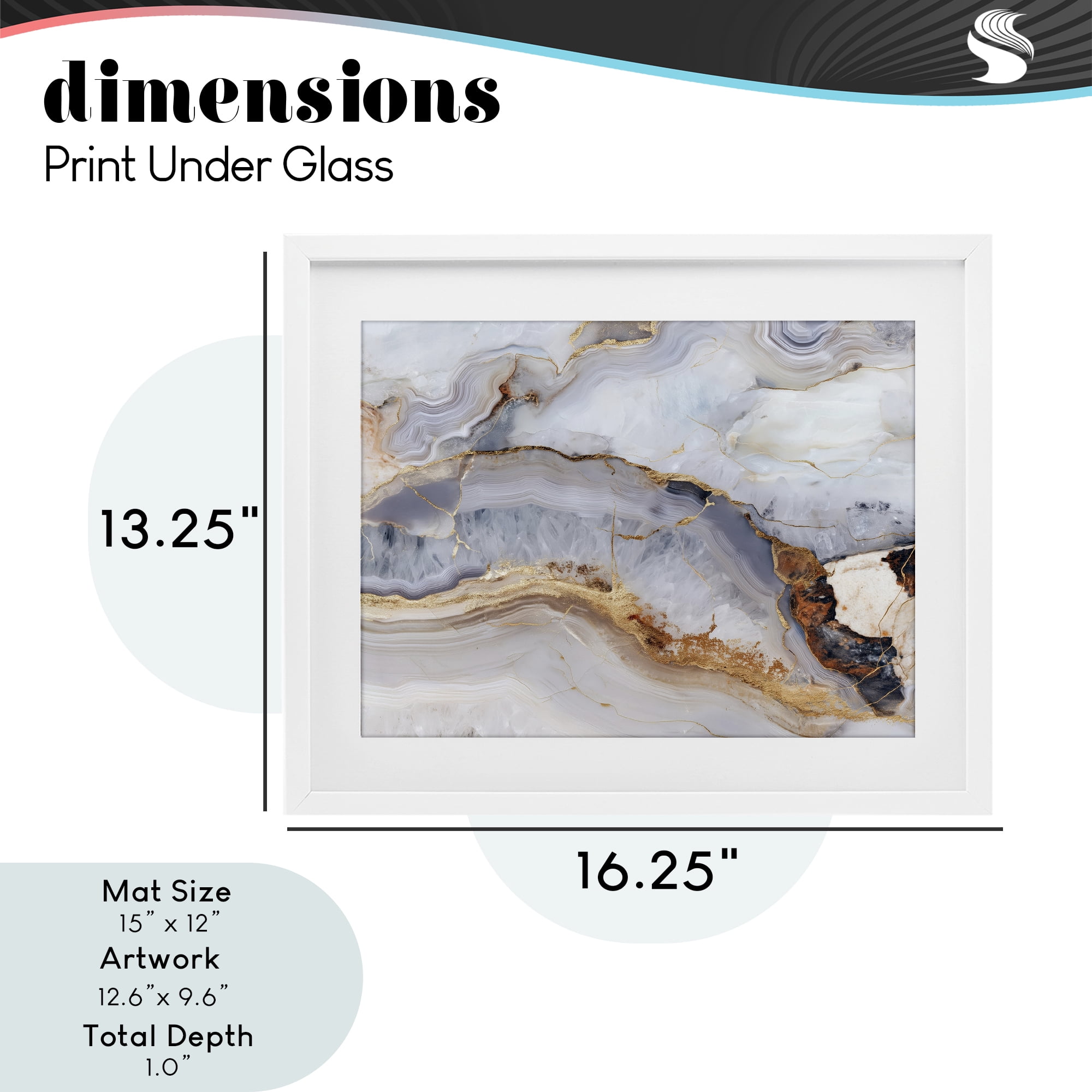 Stupell Industries Marbled Gold Stone White Framed Print Under Glass, design by Svetlana Aleynikova