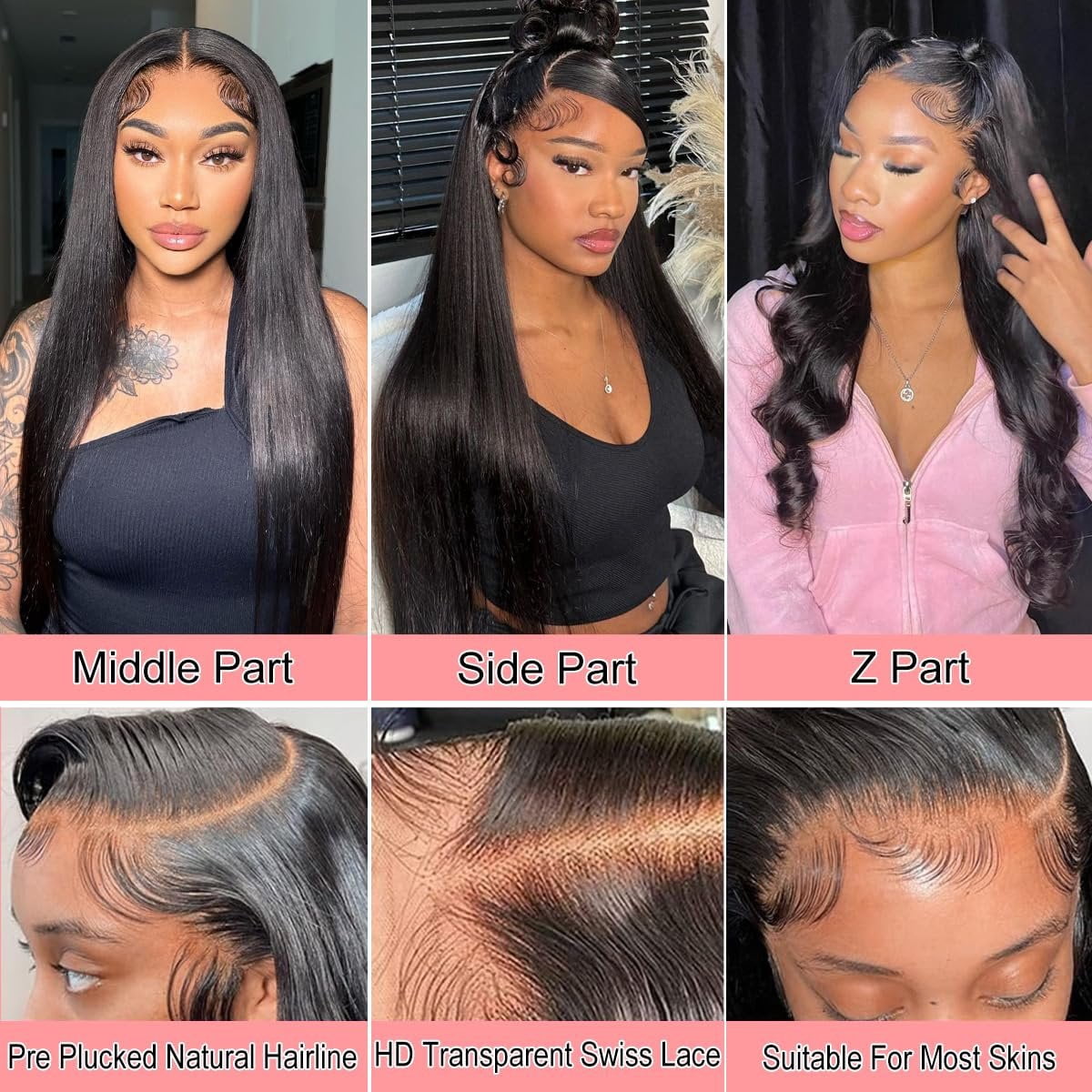 Bling Hair Drawstring Wear and Go Wig 13x6 Lace Frontal Wigs Human Hair Pre Cut Lace Glueless Brazilian Human Hair Wig With Drawstring 34 Inch Straight Wigs 180 Density Wig  Strap