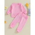 thumbnail image 5 of Elippeo Toddler Boys Girls Fall Outfits 6M 12M 18M 3Y 4Y Solid Color Long Sleeve Velvet Sweatshirts and Elastic Waist Long Pants 2Pcs Clothes Set, 5 of 10
