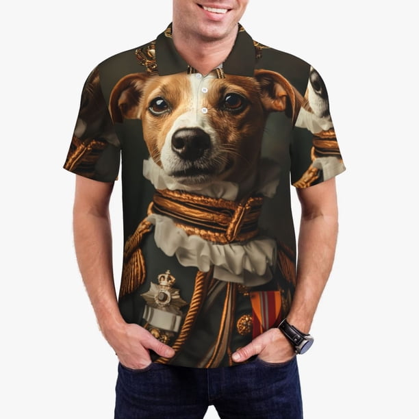 Balery Modern Cute Dog Camisa Polo de Hombre con Estampado, de Manga Corta y Tejido Medio, Camisa Tipo Golf Polo-Small