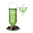 thumbnail image 2 of Glass Hummingbird Feeder Outdoor, 24oz Nectar Feeder with 6 Ports & Built-in Ant Guard, Leakproof Base, Easy Clean Garden Ornament Emerald green, 2 of 8