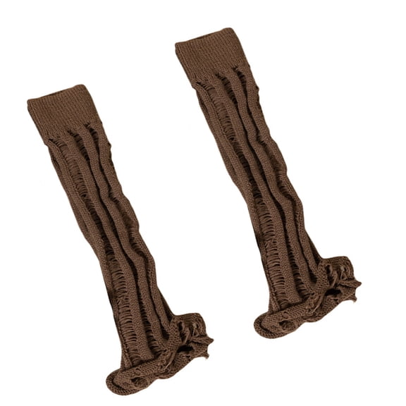 RUISINERY Women Teen Aesthetic Knitted Flared Baggy Leg Warmers Solid Color Punk Distressed Hole Foot Covers Calf Socks Streetwear