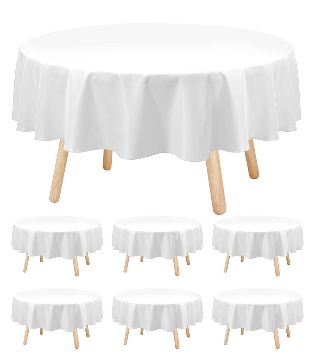 Pesonlook 6 Pack 60 inch Round Polyester Tablecloth, White Table Cloth