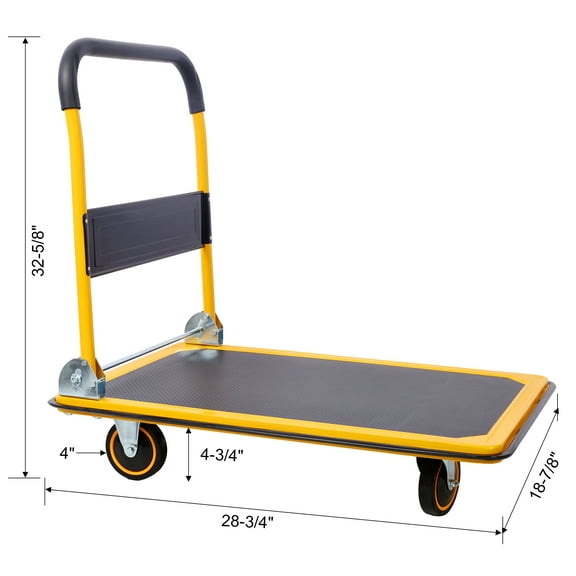 Tool Storage Cart Foldable Platform Truck Push Dolly 330 lb. Weight Capacity Black and Yellow,Tool Cart