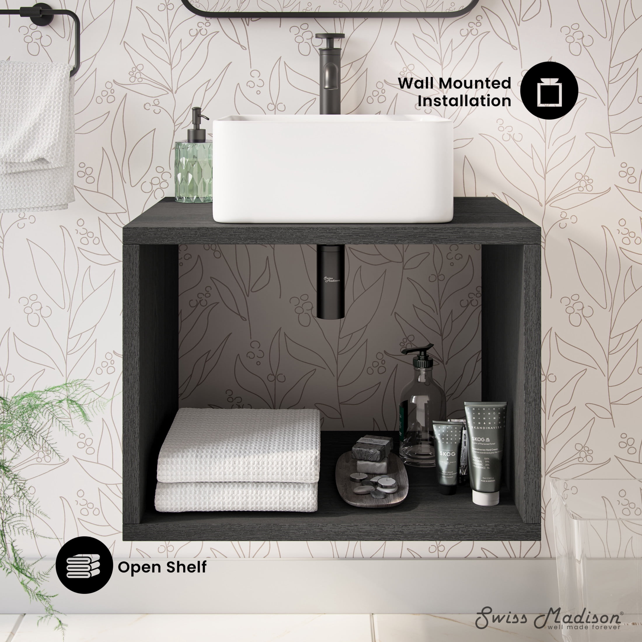 Concorde 24'' Wall-Hung Vanity In Black