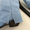 thumbnail image 6 of Women's Denim Block Heel Fold Over Knee Boots Fashion Pull Low Chunky Heel Casual Long Boots Wide Calf Boots, 6 of 8