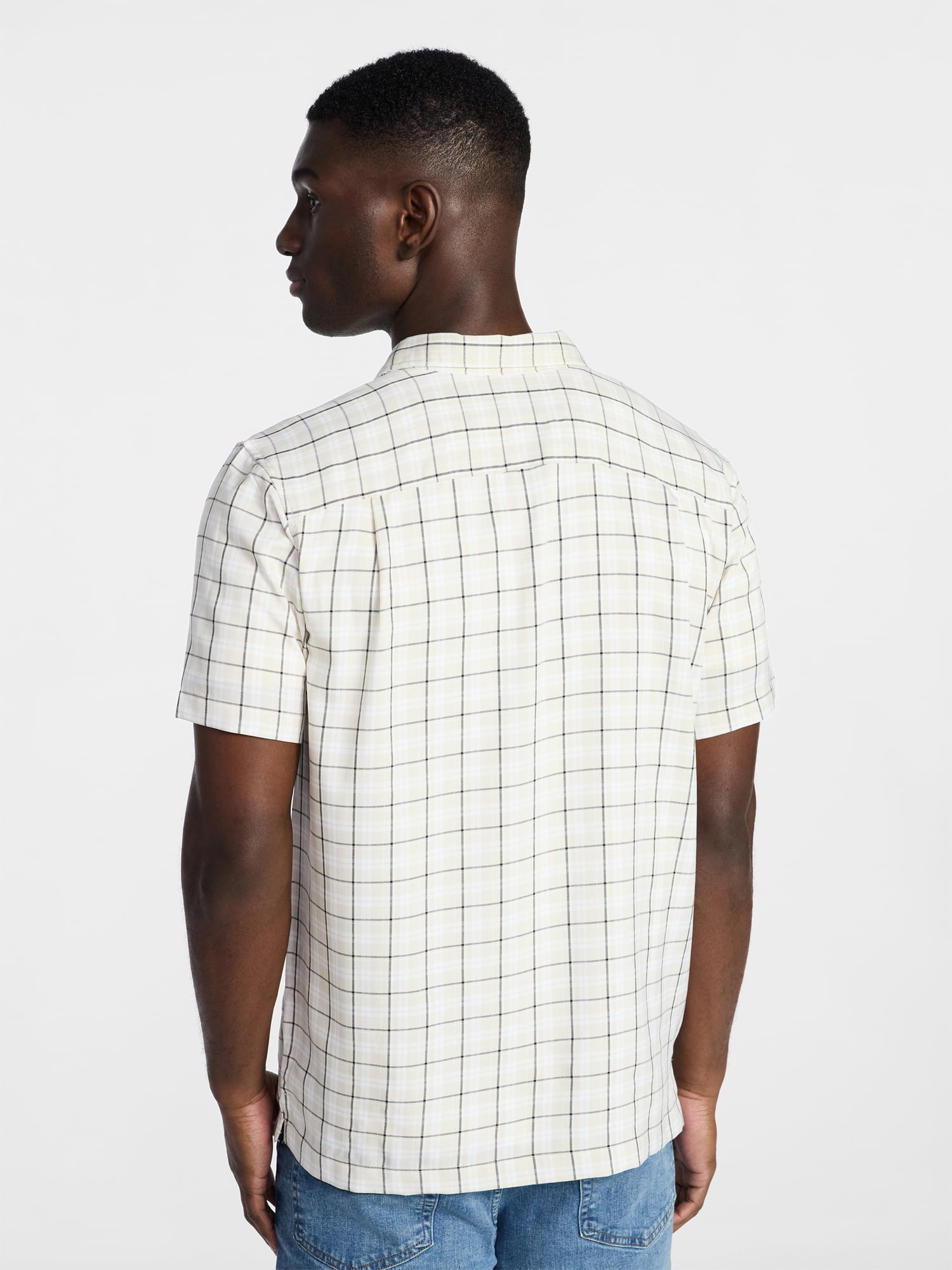 George Men's & Big Men's Regular Fit Microfiber Button-Up Shirt with Short Sleeves, Sizes XS-5XL