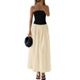 thumbnail image 1 of Vestido largo PRETTYGARDEN para mujer, sin tirantes, línea A, negro albaricoque, 1 of 7