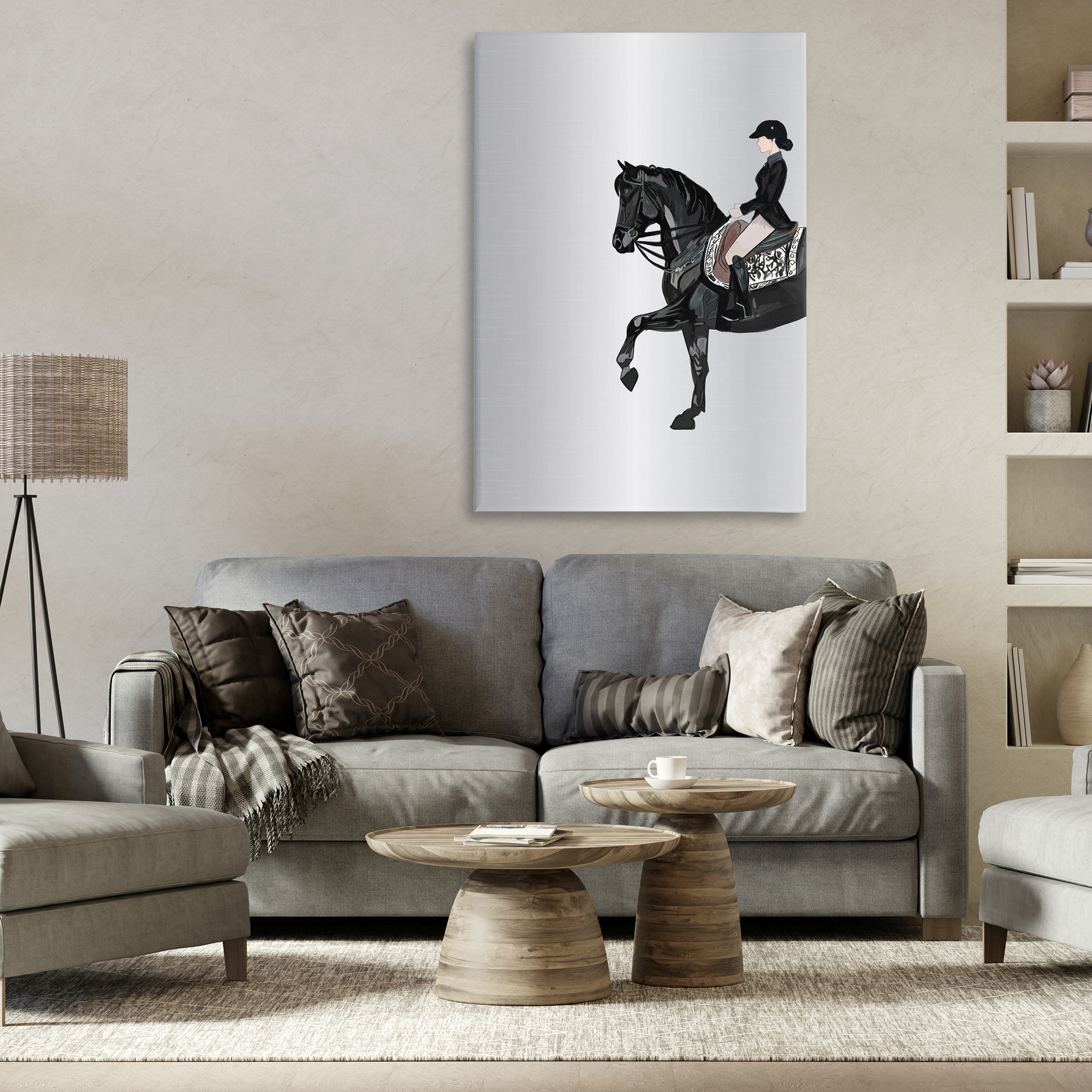 Stupell Industries Silver Rider Jockey Animals & Insects Painting Gallery Wrapped Canvas Art Print Wall Art, 30 x 45