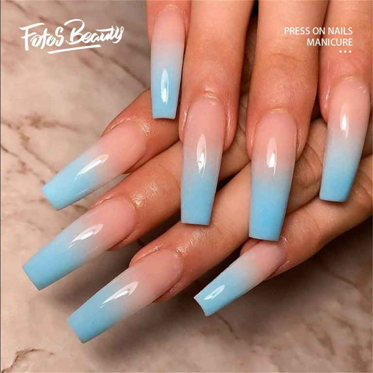 Fofosbeauty 24PCS Press on Fake Nails Extra Long Coffin False