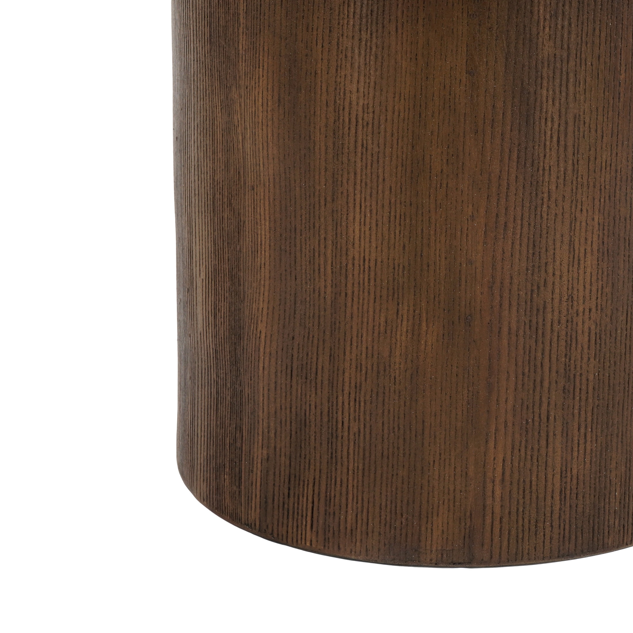 Aurelia Outdoor Patio Round Side Table, MGO, Antique White + Natural Wood Finish