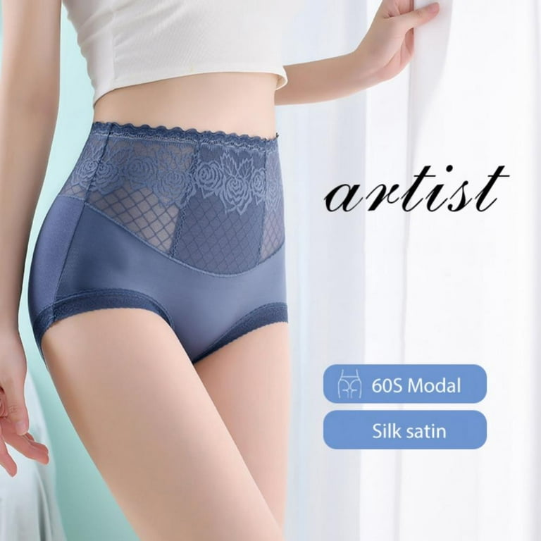 Plus Size High Waist Cotton Panties Women Sexy Lace Modal Briefs