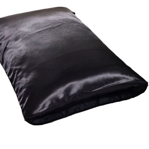 Mobestech 1 Pair of Silky Satin Pillowcase for Comfortable Sleep and Skin Benefits Black