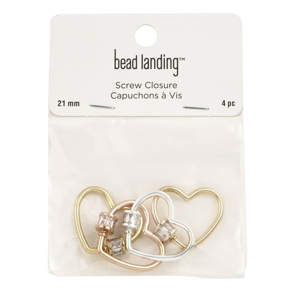21mm Mixed Heart-Shaped Screw Closures - 4ct. by Bead Landing