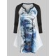 thumbnail image 1 of Más el tamaño de collar cráneo con muesca gráfico de manga larga camiseta Rosegal Mangas largas de talla grande, 1 of 5