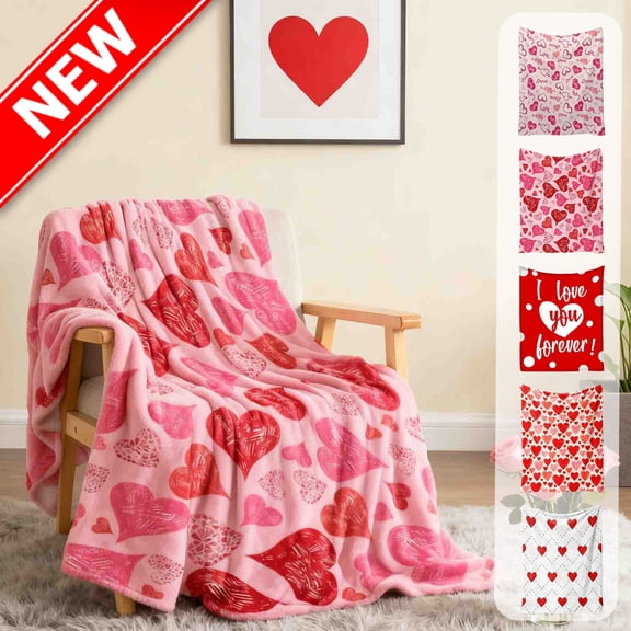 KOYPTL Valentine's Day Blanket - Soft and Plush Throw Blanket Valentine Gift - Cute Valentines Decor for Bedroom, Living Room -